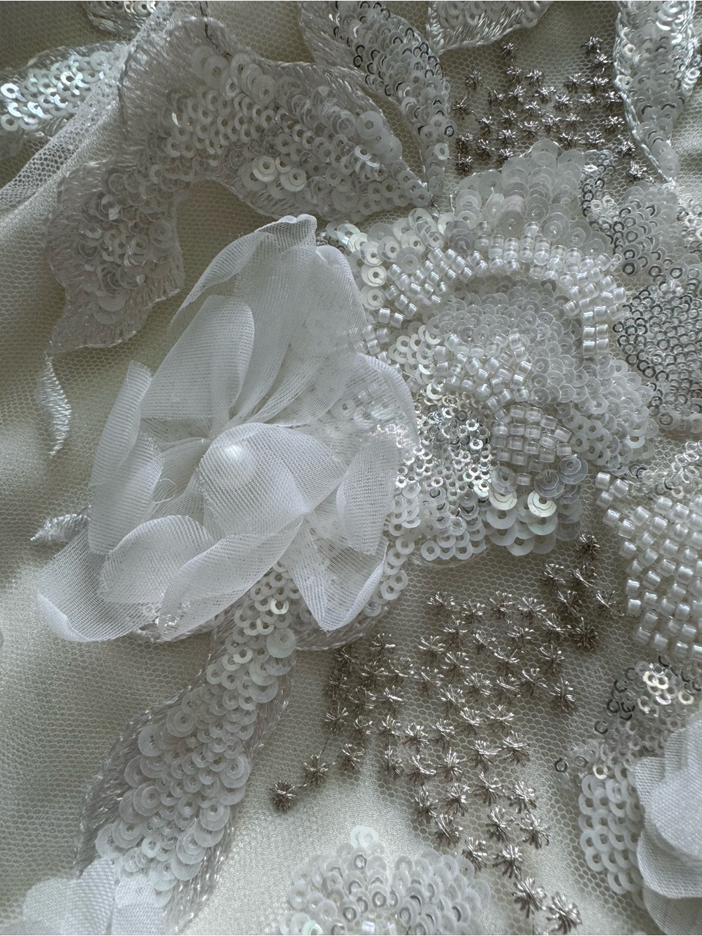 helsi hilma ivory white 3d floral applique sequin embellished mini dress XS NEW - Picture 5 of 6
